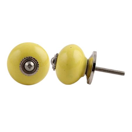 Solid Yellow Silver Fitting Ceramic Knob